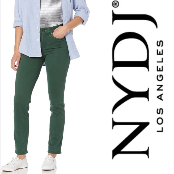 NYDJ Denim - NYDJ Sheri Slim Mid Rise 5 Pocket Stretch Legging Jeans in Pineneedle Green 4P
